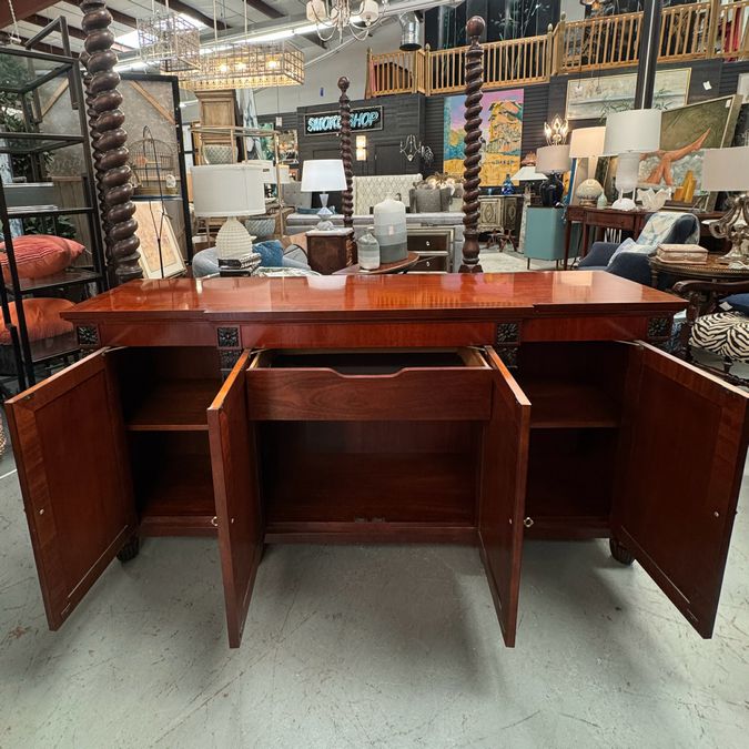 Baker Neoclassical Mahogany Sideboard 72x19x36
