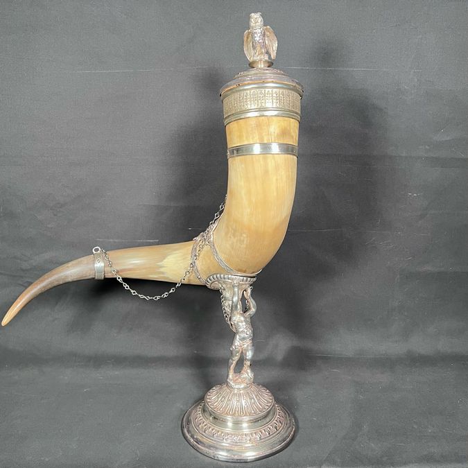 1905 Hunting Horn Trophy Horn w/Inscription 24"H NEW MARKDOWN