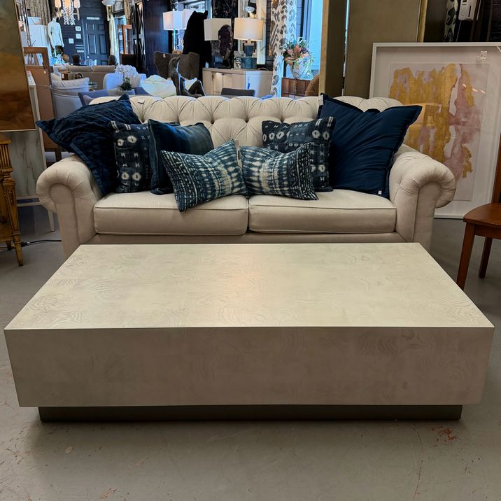 Ethan Allen Braemore Plinth Base Alabaster Coffee Table 60x30x15 SPECIAL SALE