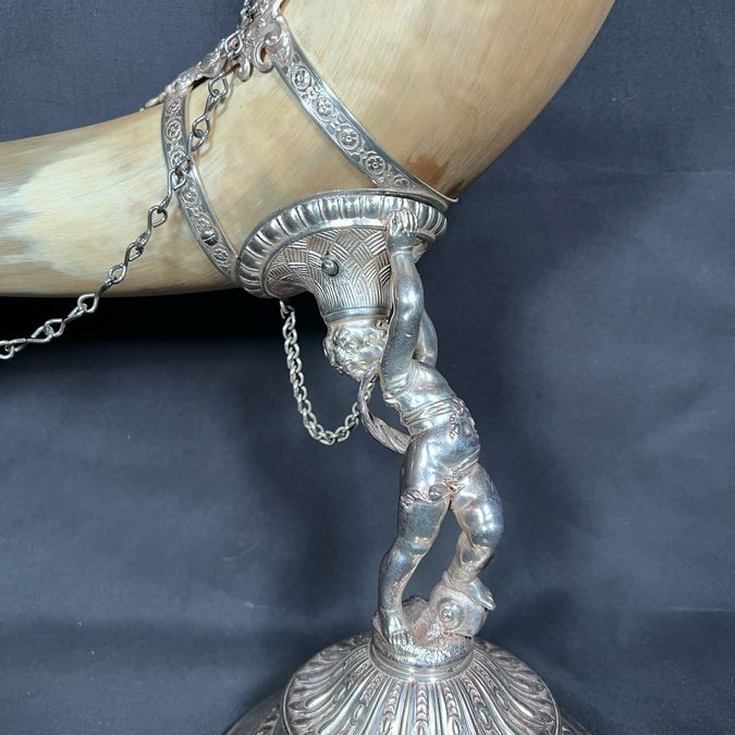 1905 Hunting Horn Trophy Horn w/Inscription 24"H NEW MARKDOWN