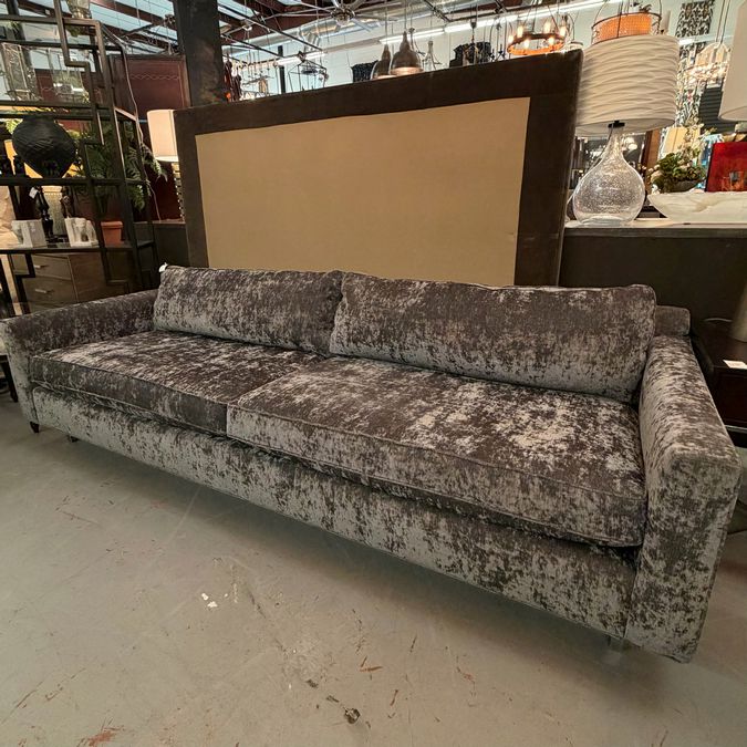 Mitchell Gold Gray Velvet Sofa 99"