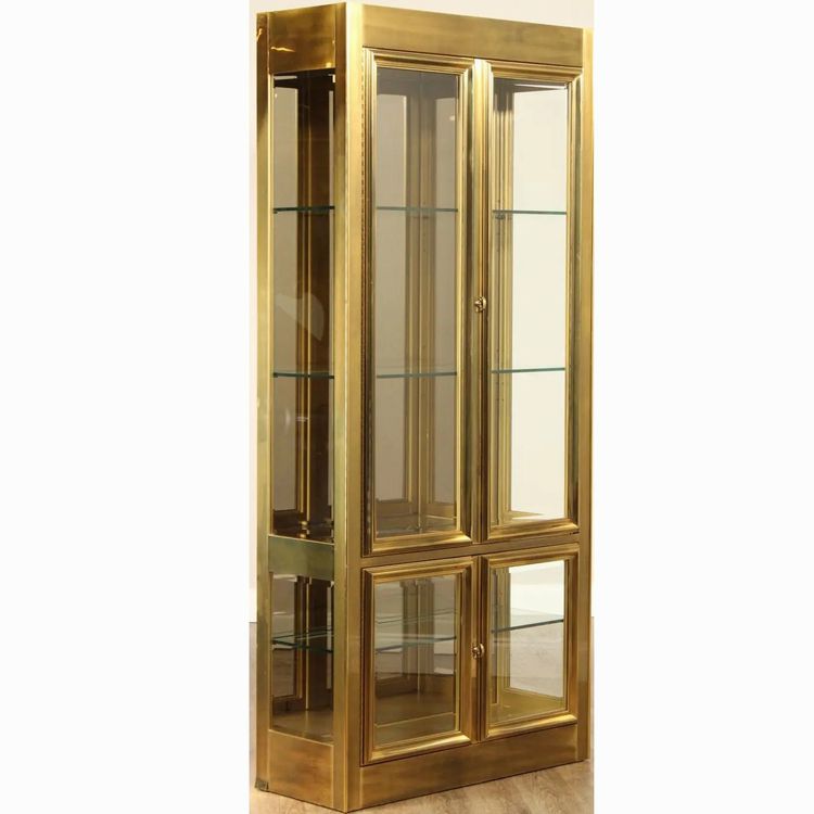 1970's Mastercraft Brass & Glass Vitrine 32x16x84