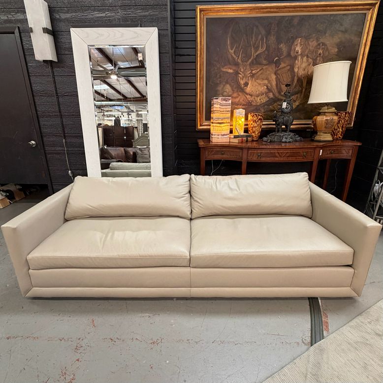 Maiden Home Marcello Ivory Pebble Leather Sofa 95x38x29
