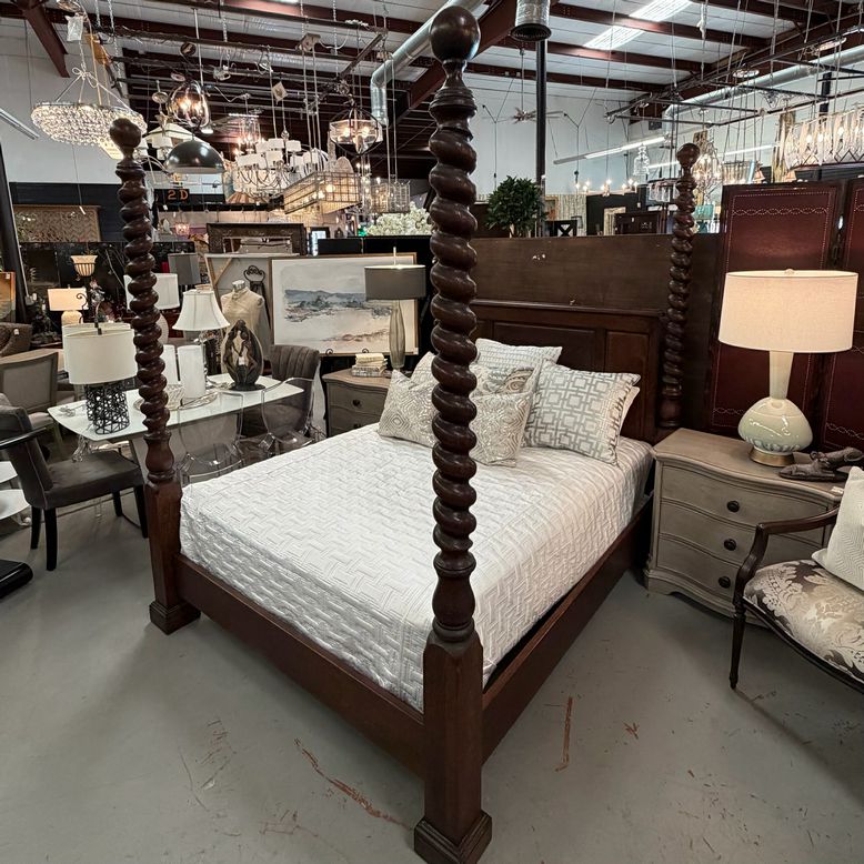 Henry Venables Queen 4-Poster Barley Twist Head/Footboard W/SRs, Slats 71.5x90.5