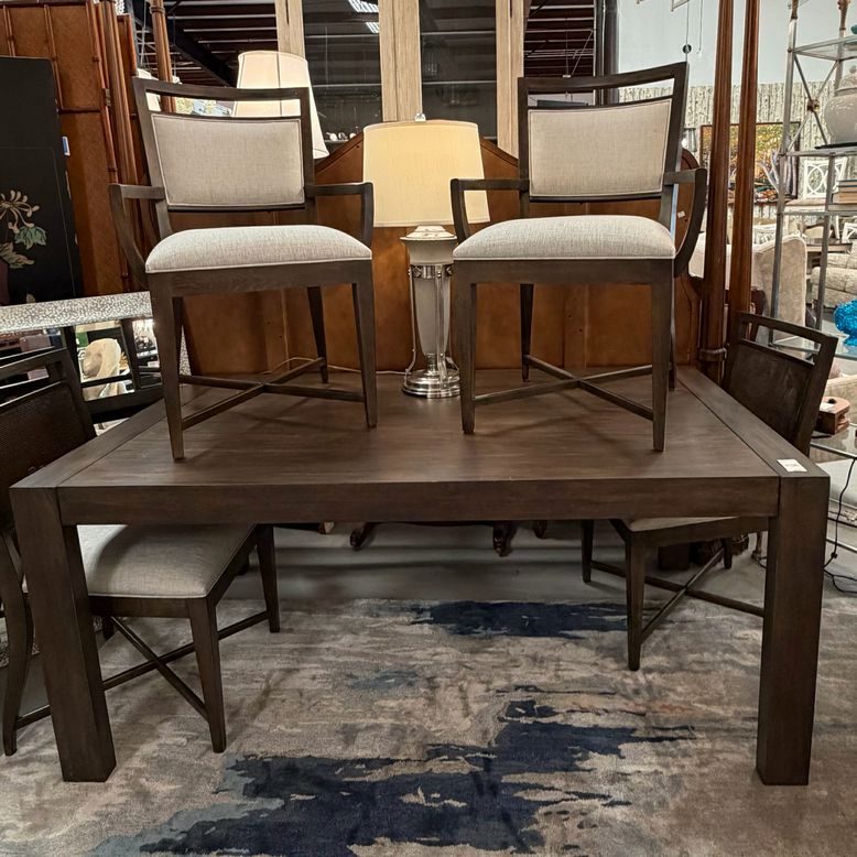 Ethan Allen Ryker Table W/2 Arm/4 Side Chairs 68x38x29.5