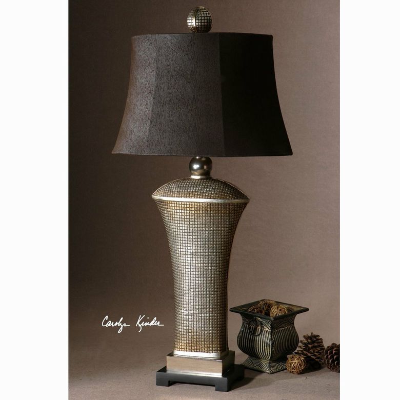 Uttermost "Afton" Gold Table Lamp W/Brown Shade 36.5"H