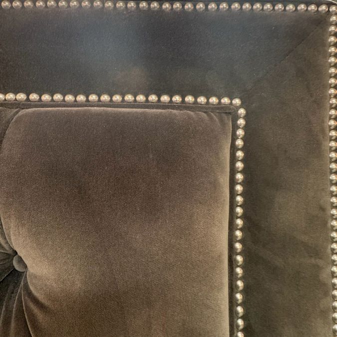 Ethan Allen King Gray Velvet Tufted Headboard W/Nailhead Trim NO FRAME 81x61x2