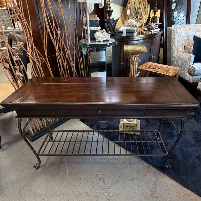 Wood & Metal Console Table W/Drawer 50x18x28