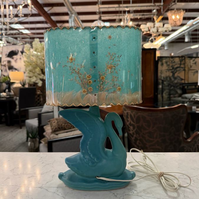 Antique Van Briggle Swan Lamp 15.25"H