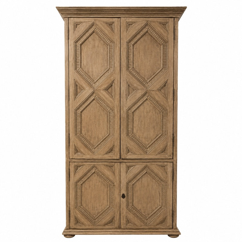 Farmhouse Style Diamond Pattern 4-Door Wood Cabinet 112Hx55Wx23D