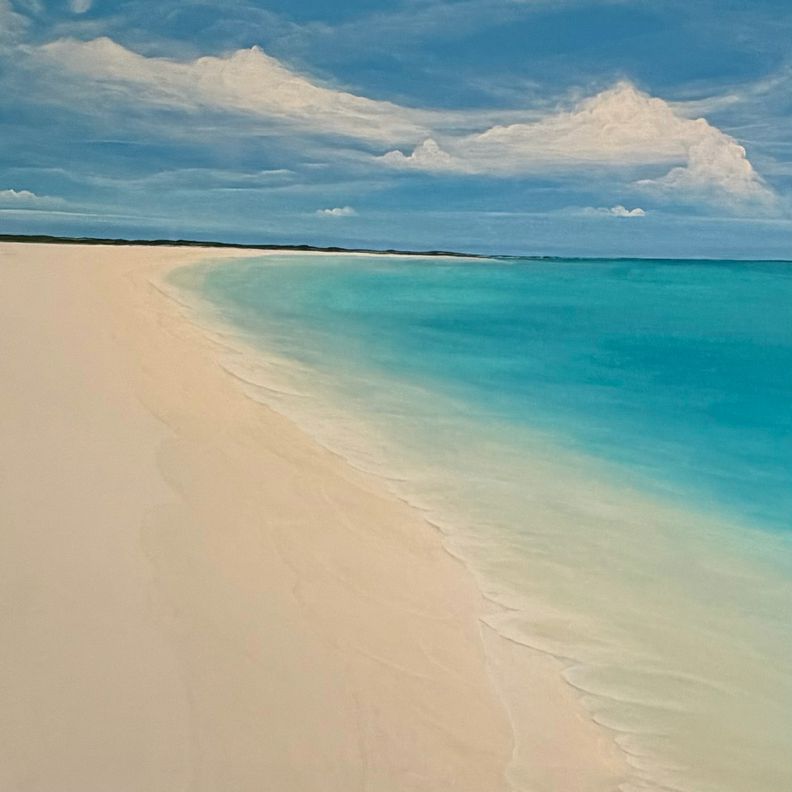 Original "Los Roques" Venezuela Caribbean Sea Painting by Clelia Benitez 56x36