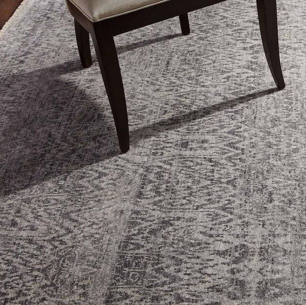 Ethan Allen Gray/Ivory Ikat Rug 8'6"x11'6" (PROFESSIONALLY CLEANED)