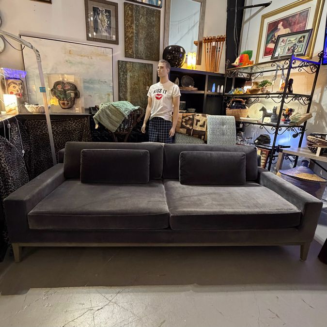 Restoration Hardware Italia Track Arm 2 Graphite Cushion Sofa 8'x45"D