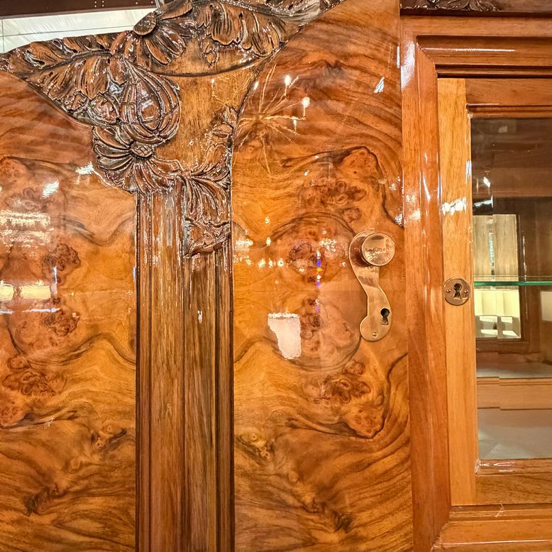 French Art Deco/Moderne Burl Walnut & Marble Buffet-Bar Cabinet Circa 1940's 67x