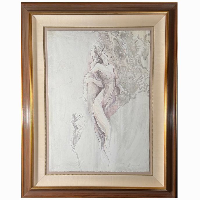 Lg Framed S/N Jurgen Gorg Nudes Lithograph 43.25x54.25