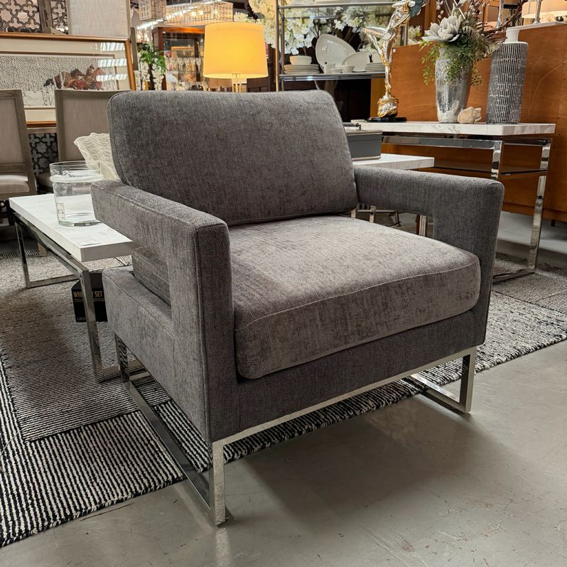 Sally Lynn Home Chair - Set PAIR of Edna Gray Velvet Accent Chairs