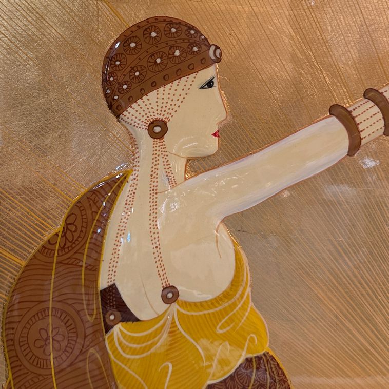 Erte' "Wings of Victory" Resin Coated Print on Board 35x35