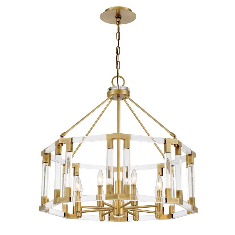 Metropolitan Prima Vista 8-Light Brass & Lucite Chandelier 31.38"X31.38"Diax29.8