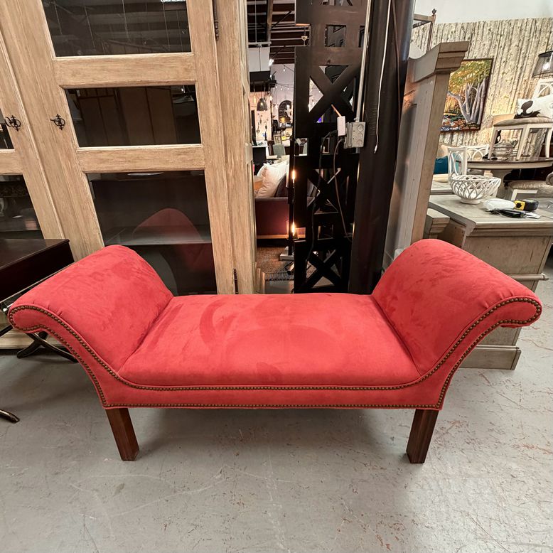 Southern Furniture Red Sleigh Velvet Bench 60x24x27