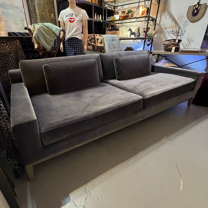 Restoration Hardware Italia Track Arm 2 Graphite Cushion Sofa 8'x45"D