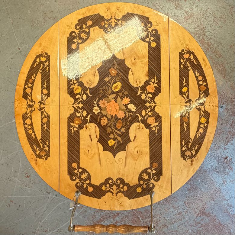 Vintage Italian Marquetry Bar Cart 29.5x29.5x26.5
