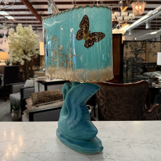 Antique Van Briggle Swan Lamp 15.25"H