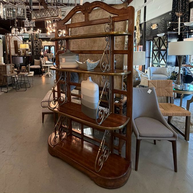 Vintage Drexel Heritage Walnut & Brass French Style Baker's Rack 47x16x80