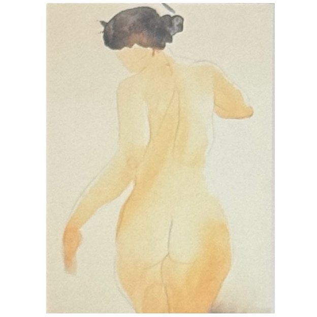 Vintage Japanese Nude Watercolor Painting 36.5Wx17H