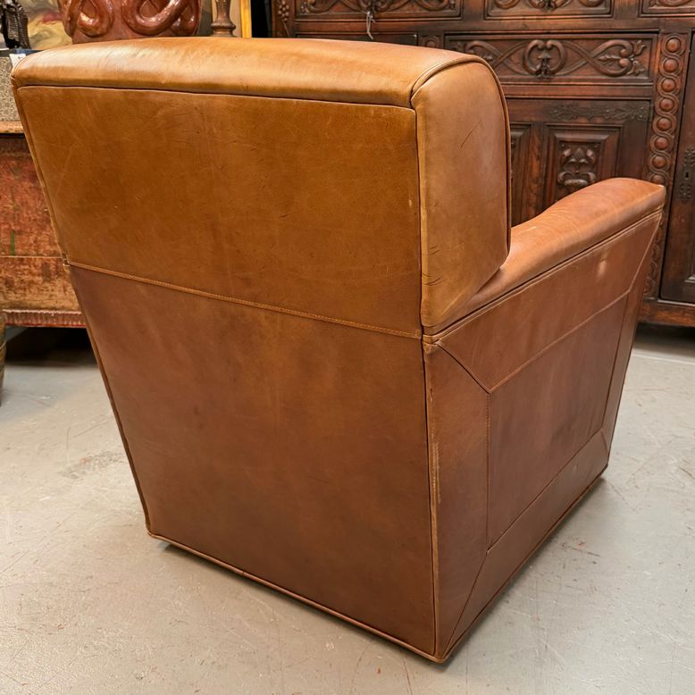 Stickley Modern Leather Swivel Club Chair 31x32x33