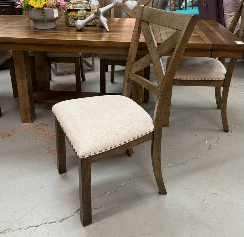 Medium Finish Dining Table W/6 X Back Chairs 86x36x30