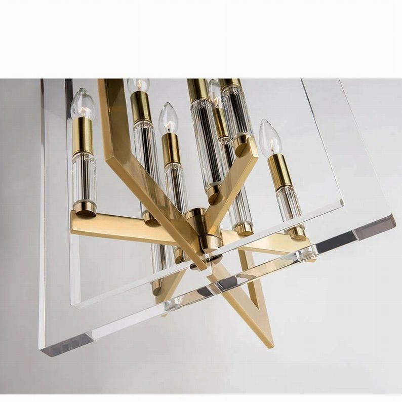 Hudson Valley Lighting Wellington 8-Lt Aged Brass & Acrylic Pendant 34.75H x 23"