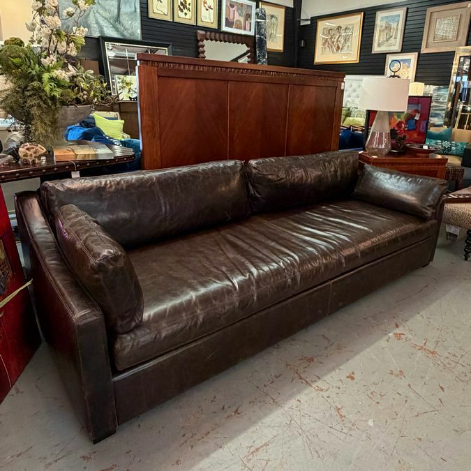 Restoration Hardware Belgium Classic Slope Arm Leather Sofa 108x42x34