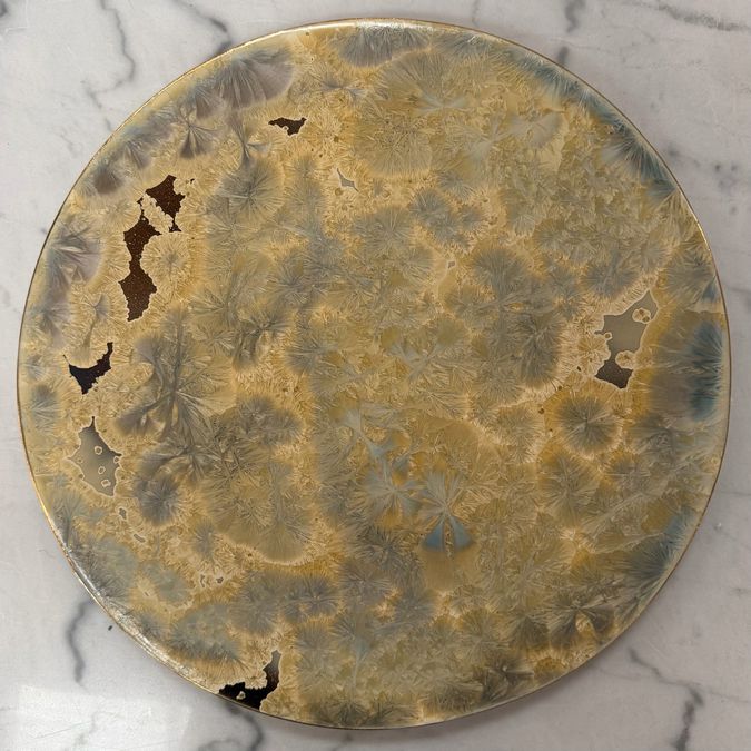 Signed Michael Wainwright Borealis Gold Lazy Suzan 15" Dia.