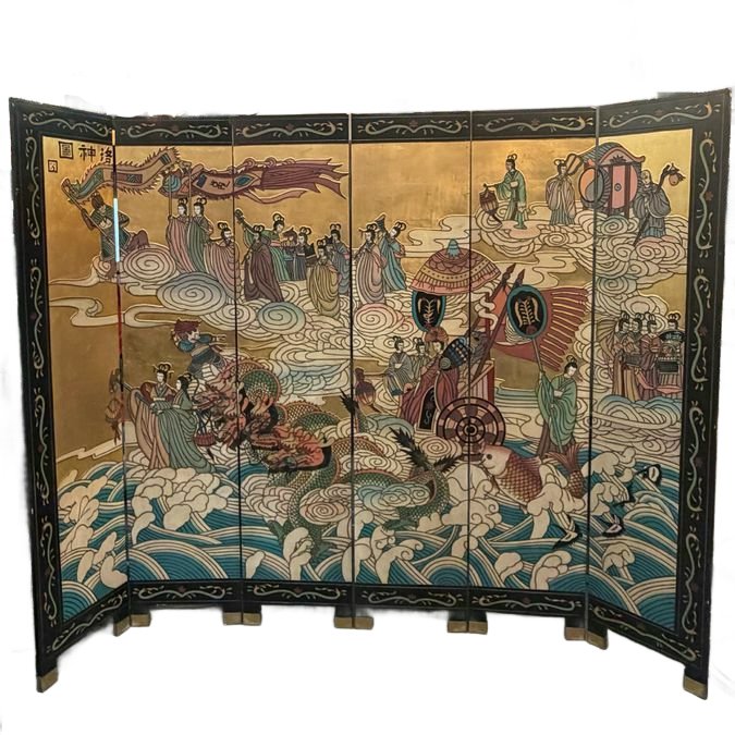 Gorgeous Antique/Vintage Asian 6-Panel Privacy Screen 90"Hx72"W