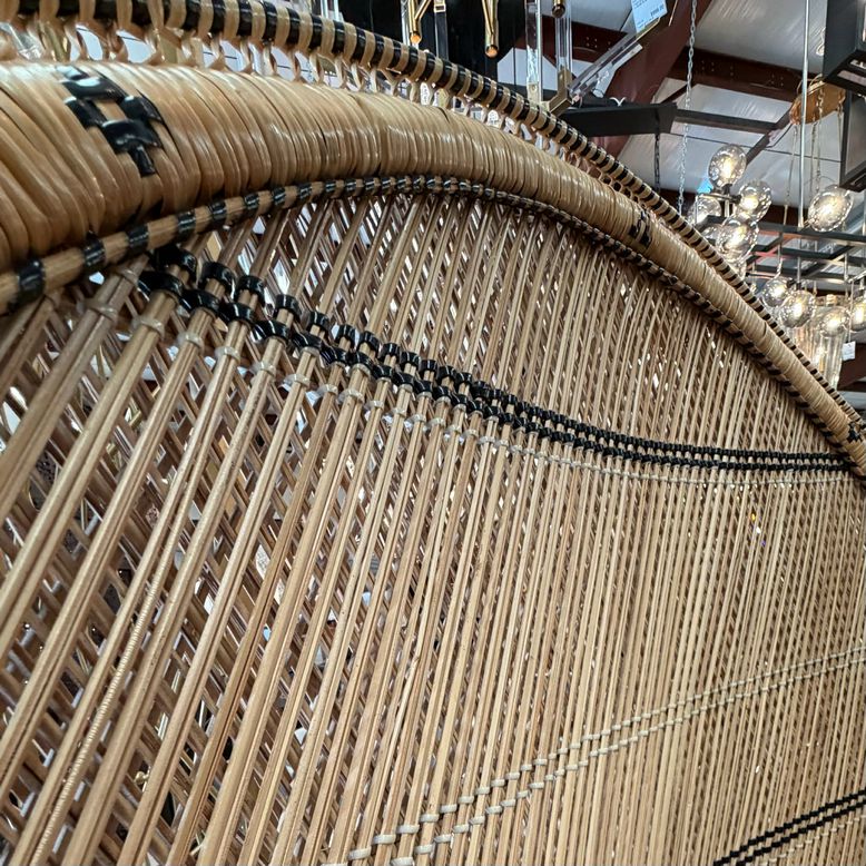 Vintage 70's Rattan Peacock Statement Chair 44x22x62.5
