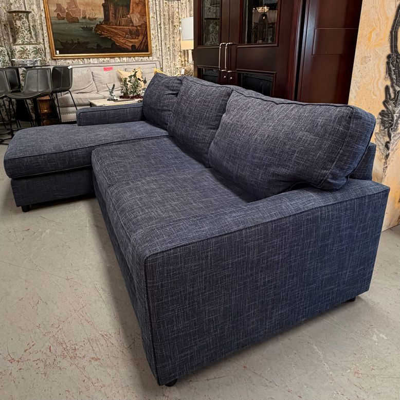 Pottery Barn York Sectional Basketweave Indigo Performance Chaise 101x62x36