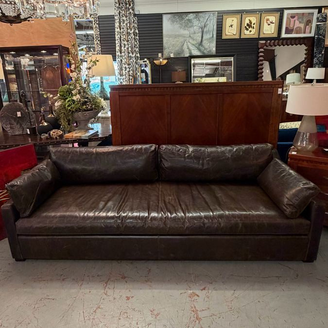 Restoration Hardware Belgium Classic Slope Arm Leather Sofa 108x42x34