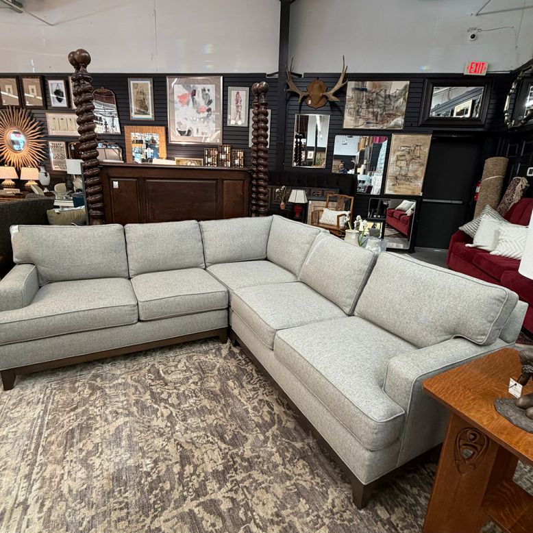 Ethan Allen Gray/Taupe 3pc "Arcata" Sectional 97x97x40x36