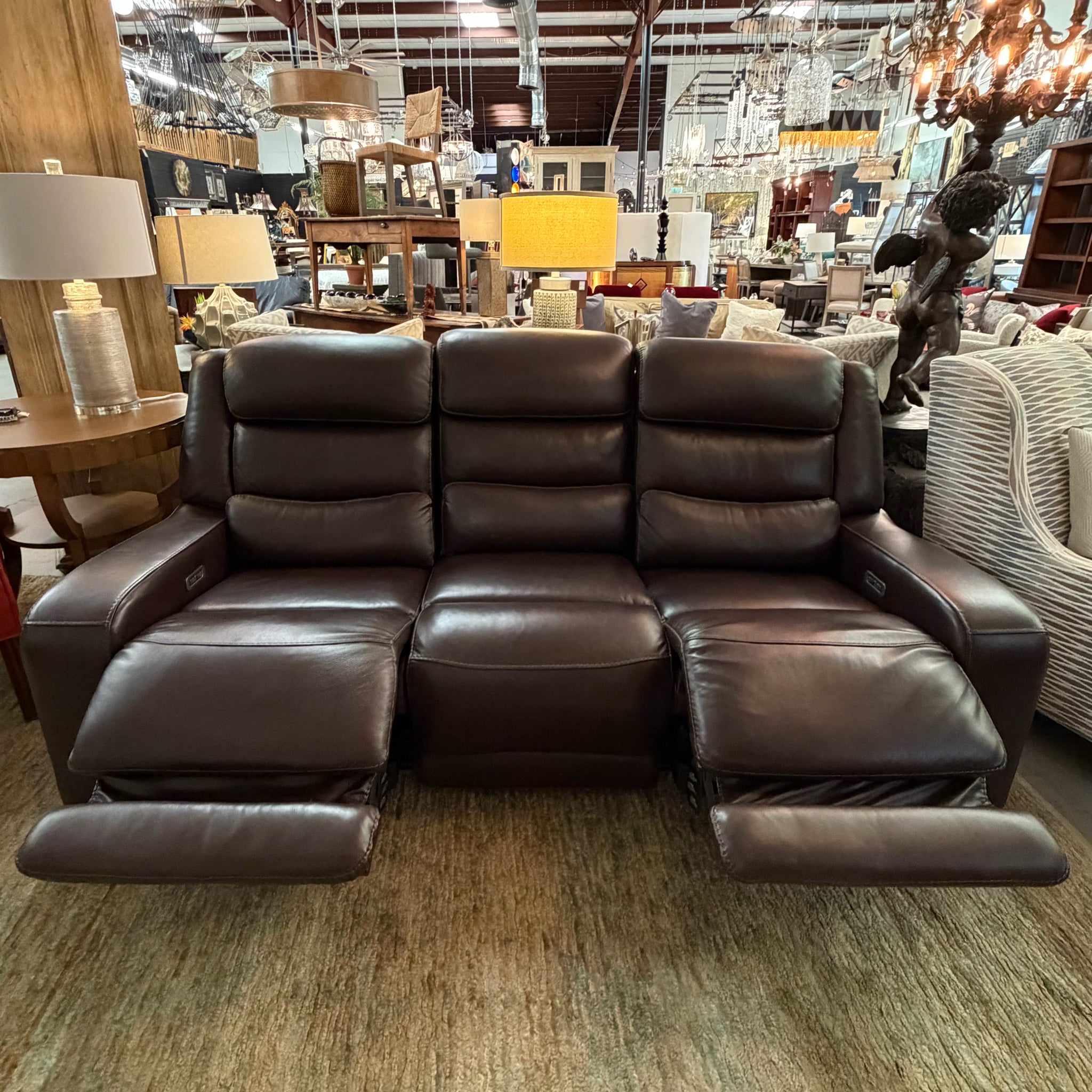 Havertys Ryder Motion Leather Sofa 86x41x40 NEW