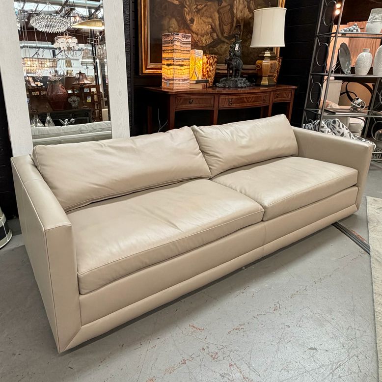 Maiden Home Marcello Ivory Pebble Leather Sofa 95x38x29