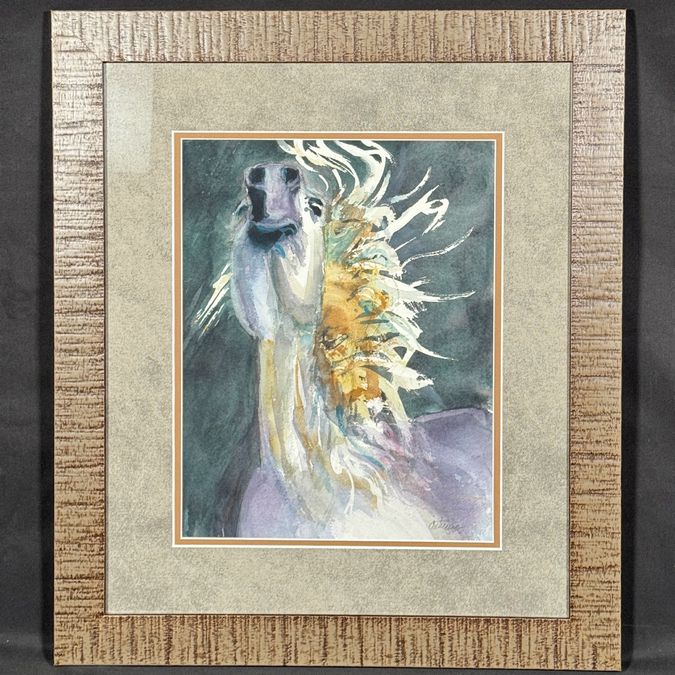 Sal Contreres Signed Horse Watercolor 19x22