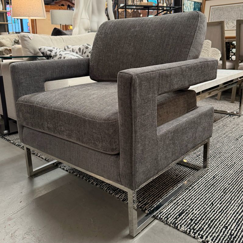 Sally Lynn Home Chair - Set PAIR of Edna Gray Velvet Accent Chairs