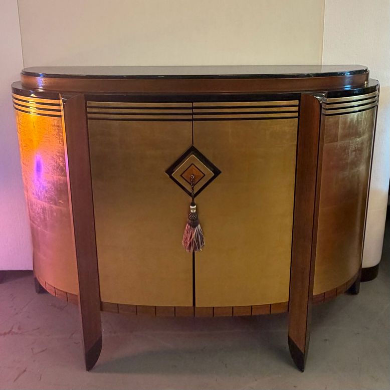 W. Schillig Lee Weitzman Gold Leaf & Marble Buffet-Bar Cabinet 59x17x42