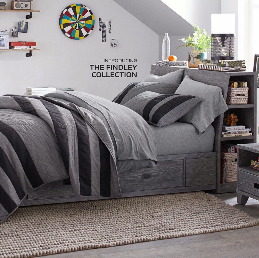 Pottery Barn Full Smoked Charcoal Findley Storage Bed W/SRs SLs