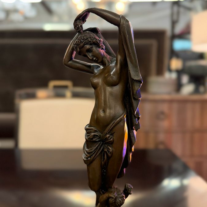 Bronze Nude W/Angel Bronze Statue by Moreau 15"H