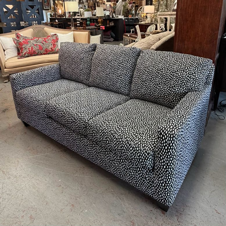 Custom Black & White Spotted Sofa 74x38x36