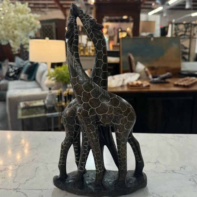 Kissing Giraffe Shona Stone Carving Zimbabwe 12"H