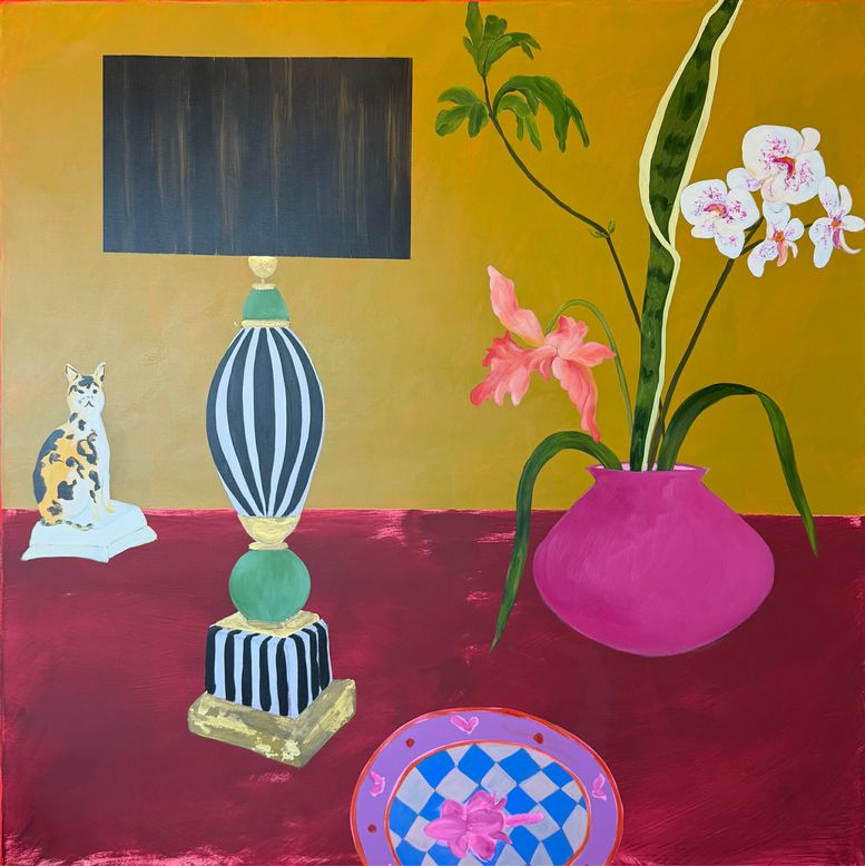 "What's New" by Dawn Beckles Acrylic on Wood 47.2x47.2