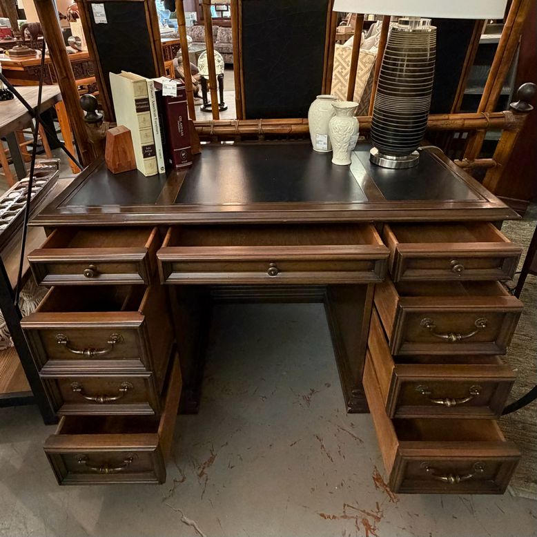 Vintage Sligh Leather-Top Desk 48x24x30