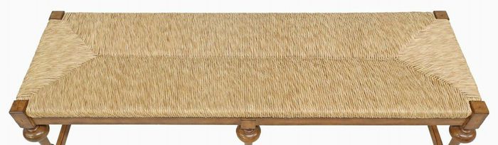 Pottery Barn Como Provential Style Rush Seat Wood Bench 64x20x19